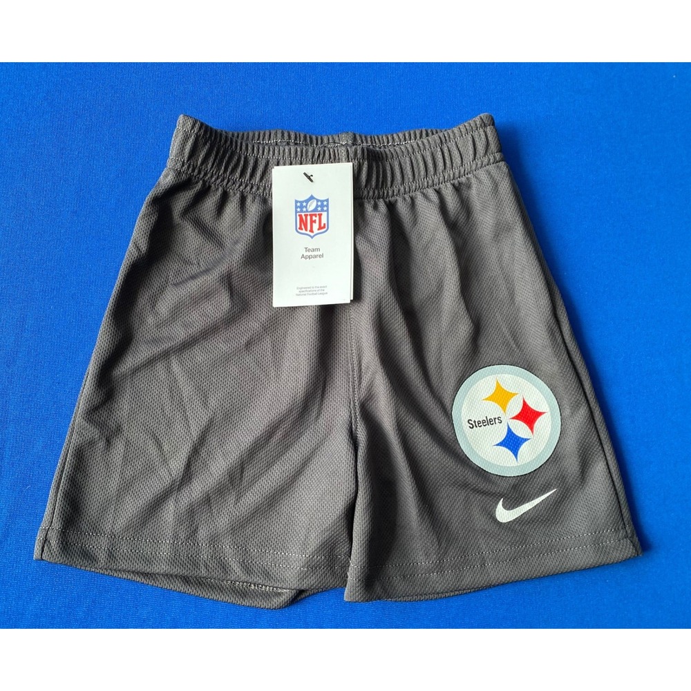 Nike NFL Pittsburgh Steelers Kids Mesh Athletic Short Grey Size 3T New With Tags